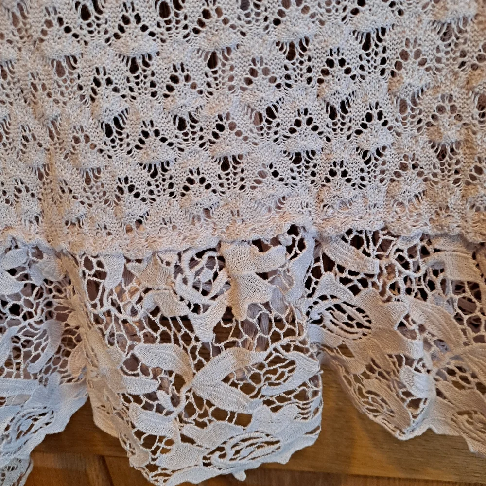 Free People Cream Crochet and Lace Peplum Top